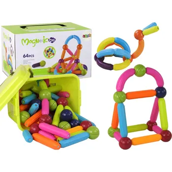 ostatní stavebnice RKToys Magnetická stavebnice v kufříku – 64 dílů