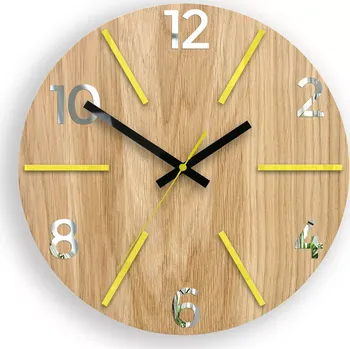 Hodiny Dřevěné nástěnné hodiny Aksel 33 cm dub přírodní/žluté