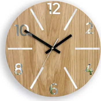 Hodiny Dřevěné nástěnné hodiny Aksel 33 cm dub přírodní/bílé