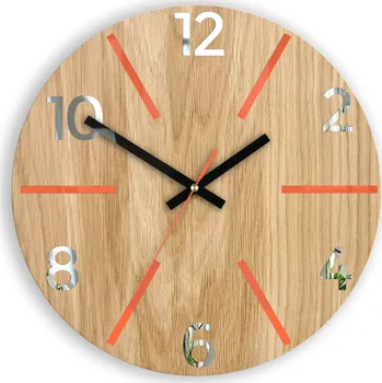 Hodiny Dřevěné nástěnné hodiny Aksel 33 cm dub přírodní/oranžové