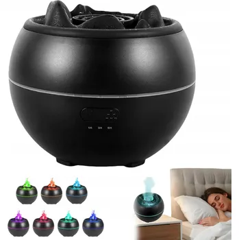 Zvlhčovač vzduchu DIFUZÉR ZVLHČOVAČ VZDUCHU NOČNÍ NOČNÍ LAMPA LED EFEKT PLAMENE ČASOVAČ 7 BAREV