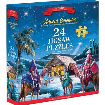 Puzzle Puzzle Eurographics Adventní kalendář s motivem Narození Páně, 24 dílků, 24 puzzle, 50 dílků