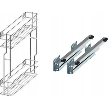 Cargo do skříňky levé 15cm 150 chromovaný efekt 2ks s tlumením dovírání Rejs plný výsuv