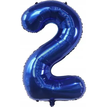 Balónek Fóliový balónek číslice 2 dva 32" 80 cm modrý tmavě modrý druhé narozeniny