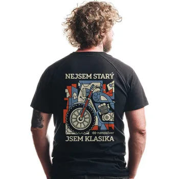 Pánské tričko NANO SILVER triko MOTORCYCLE black - L