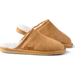 Fellhof Pohodlné pánské kožené pantofle s jehněčí merino vlnou Barva: světle hnědá, Velikost: 42