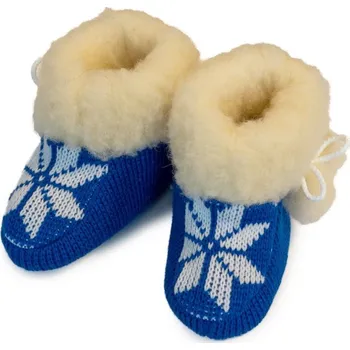 Capáčky Vlněné capáčky s ovčí merino vlnou, modré Velikost: 20 (12-18 měsíců)