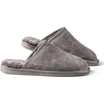 Dámské pantofle Fellhof Pohodlné pánské kožené pantofle s jehněčí merino vlnou Barva: šedá, Velikost: 47