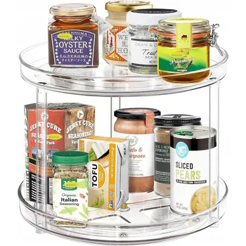 OTOČNÝ KUCHYŇSKÝ ORGANIZÉR DVOUÚROVŇOVÝ DO KUCHYNĚ NA KOŘENÍ A OVOCE