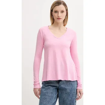 Pánské oblečení Tričko s dlouhým rukávem American Vintage JAC52VE25 růžová 30X, vel. XS