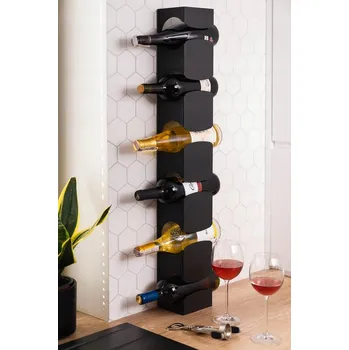 Věšák Stojan na víno Závěsný na 6 lahví černý