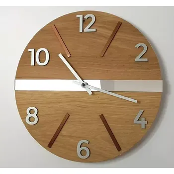 Dřevěné nástěnné hodiny Aksel 33 cm dub přírodní/měděné/stříbrné