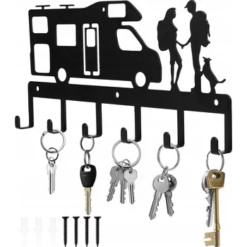 Věšák DRŽÁK NA KLÍČE NA ZEĎ S 6 HÁČKY ČERNÝ ORGANIZÉR SLADKÝ PÁR