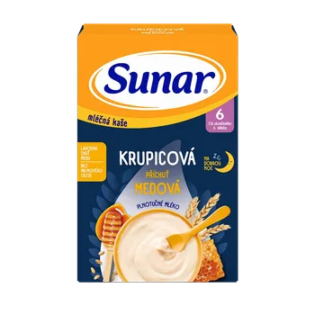 Dětská výživa SUNAR mléčná krupicová kaše na dobrou noc medová 225 g