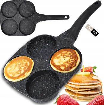 Pánev Pánev na vejce a lívance Cadro Pánev na palačinky 4 otvory 20 cm 22 cm mramorová