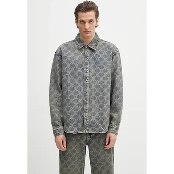 Pánská košile Bavlněná košile Daily Paper Shield Laser Denim Shirt, L, modrá, 55X