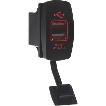 2x USB zásuvka "Rocker", červené podsvícení