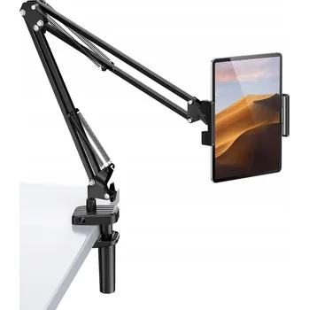 KOVOVÝ STOJAN DRŽÁK NA TABLET / MONITOR K PŘIPEVNĚNÍ NA STŮL, POSTEL, OTOČNÝ 360°