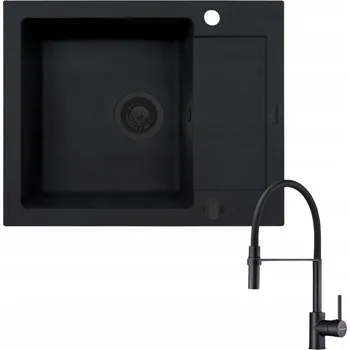 Granitový dřez Jednokomorový granitový dřez Pyramis Mido černý