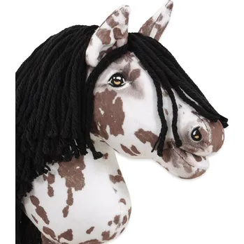 Hobby horsing Hobby Horse Malý koník na tyči Premium - tarantovaný bílo-hnědý s černou