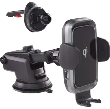 Držák s Qi dobíjením, motoricky ovládaný s chlazením, 2 typy uchycení v ceně