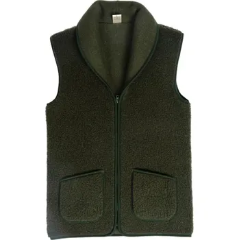 Dámská vesta Vlněná vesta s límcem 100% merino myslivecká zelená Velikost: S