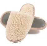 Merino pantofle teddy ze 100% ovčí vlny, béžové Velikost: 45/46