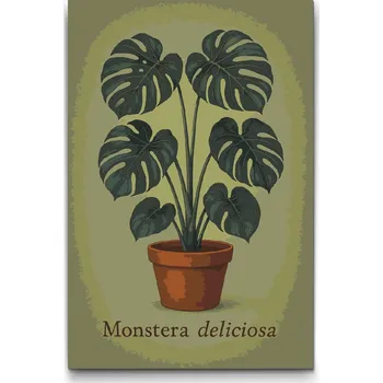 Malování podle čísel - Monstera deliciosa Velikost: 40x60cm, Rámování: Pouze srolované plátno