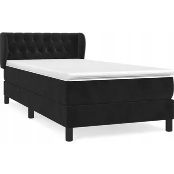 Postel Kontinentální postel Samet 193x93 černá + pružinová matrace 90x190