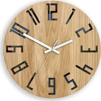 Hodiny Dřevěné nástěnné hodiny Slim 33 cm černé/bílé/hnědé
