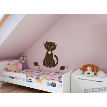 Samolepící dekorace Lepime.cz Kočka a myš Barva: 080 - Hnědá, Velikost: Sada 2 (podrobnosti v popisu)