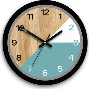 Hodiny Dřevěné nástěnné hodiny Paris 33 cm modré/černé