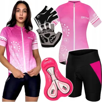 cyklistický dres Dámský cyklistický set, velikost S/M: Teplákovka, Kraťasy a rukavice