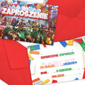 Pozvánka POZVÁNKA PRO DĚTI ROBLOX NAROZENINOVÉ POZVÁNKY + OBÁLKY DÁREK