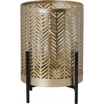 Svícen Zlatý kovový svícen na černém rámu