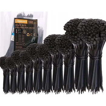 Organizace kabelů Stahovací STAHOVACÍ PÁSKY na kabely, pevná černá, sada 1000 KUSŮ