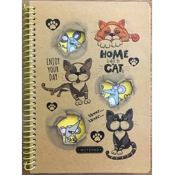 Blok Spirálový Blok A5/80 listů linkovaný (mřížka) kraftový papír Kočky a myši