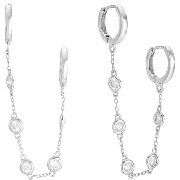 Souprava šperků Atreya Atreya Dvojitá náušnice ze stříbra se zirkonovým řetízkem Evening Glamour Množství: 1 samostatný kus