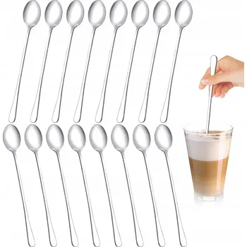 Sklenice SADA LŽIČEK DO VYSOKÝCH SKLENIC NA KÁVU, DESSERTY A KOKTEJLY, 16 KUSŮ