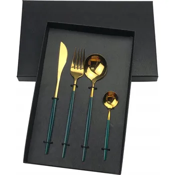 Příbor Sada příborů Zuzii Zlatá Zelená 4 ks