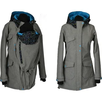 Shara Shara Softshellový kabát přední nošení JARO/PODZIM s hladítky- šedá žíhaná/kočky/tyrkys SKLADEM vel.S