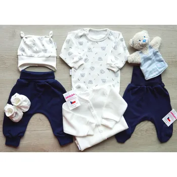 Kojenecká souprava AMÁLKA Bavlněný komplet pro chlapečka, medvídci Velikost: 68