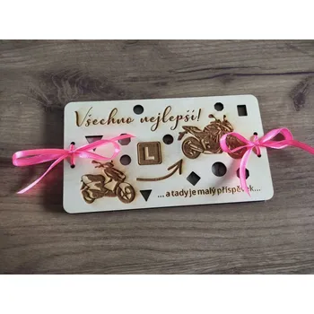 Dekona Dřevěné přání k narozeninám motoškola