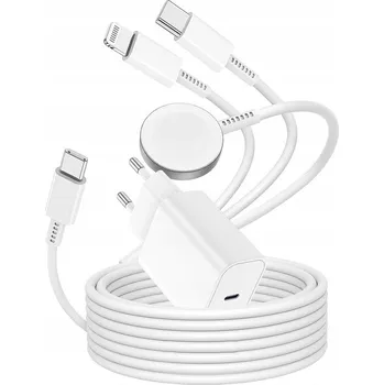 NABÍJEČKA PRO TELEFON A HODINKY IWATCH 20W 3000MA USB A USB-C + KABEL 3V1 PRO IPHONE