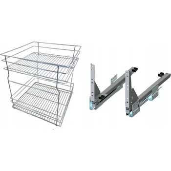 Nábytkové kování Cargo koš do spodní skříňky 50 cm, chromovaný, 2 koše, systém push tip-on REJS, plný výsuv
