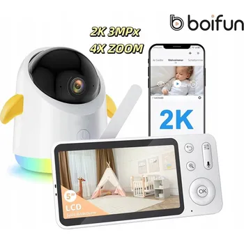 IP kamera ELEKTRONICKÁ DĚTSKÁ CHŮVIČKA S WIFI KAMEROU, OTOČNÁ, 2K 3MPX, 4X ZOOM, LCD 5", BATERIE 3000MAH