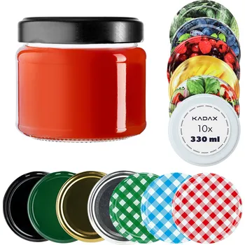 Sklenice Skleněná zavařovací sklenice Kadax 330 ml na zavařeniny, džem, med, 10 ks