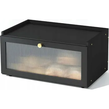 chlebník DŘEVĚNÝ ČERNÝ CHLEBNÍK NÁDOBA NA SKLADOVÁNÍ CHLEBA STYLOVÝ DESIGN