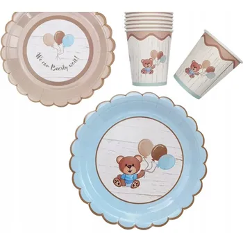 Talíř Talířky Na Jedno Použití MEDVÍDEK papírové talíře NAROZENINY 23cm 10 Ks