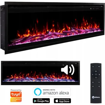 Elektrický krb k zabudování s topením Aflamo černý 1500 W 160 x 38 x 16 cm